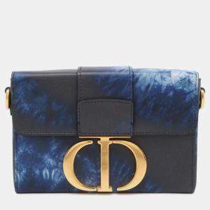 Dior Blue Leather Graphic Print 30 Montaigne Box Bag