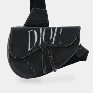 Dior Black Leather Saddle Crossbody Bag