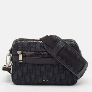 Dior Black Oblique Jacquard Canvas Safari Crossbody Bag