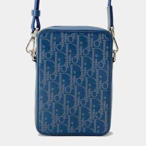 Dior Navy Leather World Tour Messenger Pouch  Bag