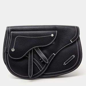 Dior Black Leather Saddle Crossbody Bag