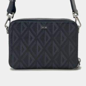 Dior Black PVC Coated Canvas CD Diamond Shoulder Bag