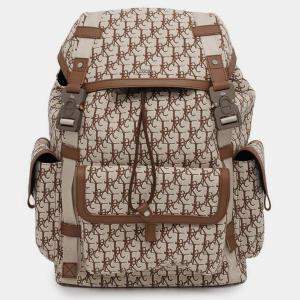 Dior Beige/Brown Jacquard Leather Oblique Cactus Jack Travis Scott Hit The Road Backpack 