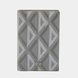 Dior Grey CD Diamond Print Coated Canvas Bifold Card Case