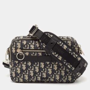 Dior Black/Beige Oblique Canvas and Leather Safari Messenger Bag