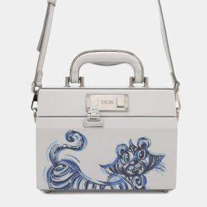 Christian Dior Printed Leather Kenny Scharf Year of the Tiger Top Handle Clasp Lock Bag 