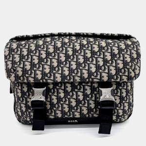 Dior Navy Blue Fabric Oblique Explorer Messenger Bag