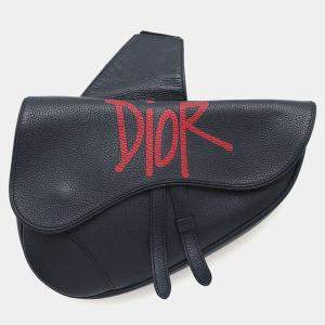 Dior Navy Leather Stussy Collaboration Shoulder Bag