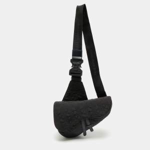 Dior Black Oblique Nylon Saddle Crossbody Bag