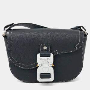 Dior Black Leather Saddle Mini Messenger Bag
