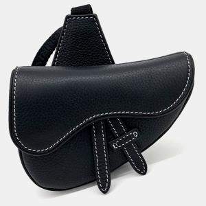Dior Black Leather Nano Saddle Bag