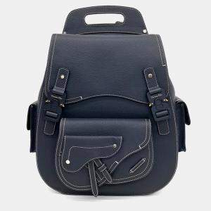 Pre Owned Dior Navy Blue Leather Gallop Backpack