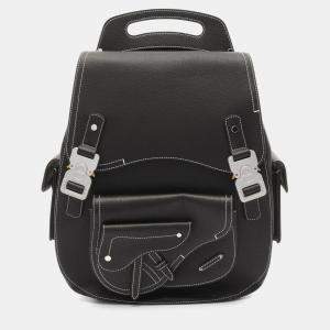 Pre Owned Christian Dior Dior Gallop Backpack Maxi Grained Calfskin Leather Black
