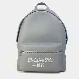 Pre Owned Christian Dior Dior Rider 1947 Logo Backpack  Gray Calfskin