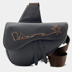 Pre Owned Dior Diorx Cactus Jack Saddlebag Black Leather