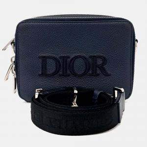 Pre Owned Dior Navy Blue Leather Mini Crossbody Bag