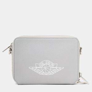 Pre Owned Christian Dior X Air Jordan 2020 Grey Grained Calfskin Wings Crossbody Mens
