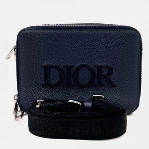 Pre Owned Dior Navy Blue Leather Mini Crossbody Bag
