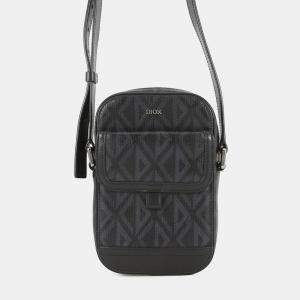 Pre Owned Dior CD Hit The Road Vertical Pouch Shoulder Bag Black CanvasLeather