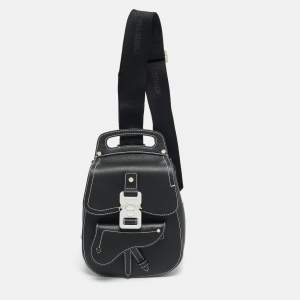 Pre Owned Dior Gallop Black Leather Sling Bag