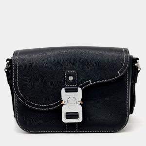 Pre Owned Dior Black Leather Homme Saddle Mini Messenger Bag