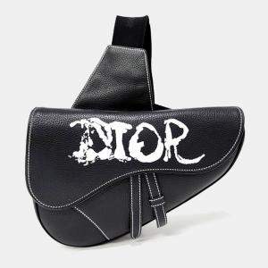 Pre Owned Dior Black Leather Saddle Bag