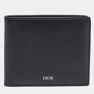 Pre Owned Dior Black Grain Leather Bifold Wallet
