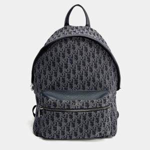 Pre Owned Dior Homme Oblique Navy Blue Fabric Backpack