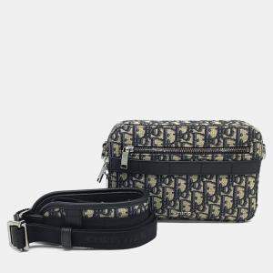 مملوكة مسبقًا Dior Beige Navy Blue Canvas Homme Oblique Messenger Bag 1ESPO206YKY