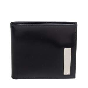 Dior Black Glossy Leather Bifold Wallet