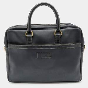 Dior Black Honeycomb Coated Canvas and Leather Vintage Briefcase 