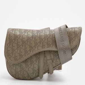 Dior Grey Perforated Oblique Leather Saddle Body Bag