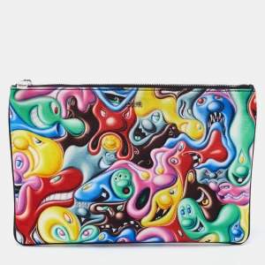 Dior X Kenny Scharf Multicolor Nylon and Leather Zip Pouch