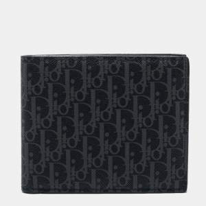 Dior Homme Black Oblique Coated Canvas Bifold Compact Wallet