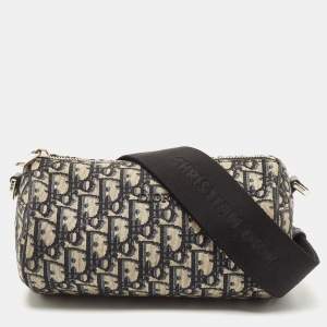 Dior Navy Blue/Black Oblique Canvas Roller Messenger Bag