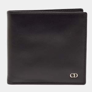 Dior Black Leather CD Icon Bifold Wallet 
