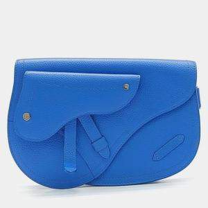 Dior Blue Leather Saddle Crossbody Bag