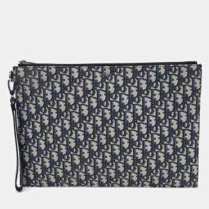 Dior Blue Oblique Canvas A4 Clutch Bag