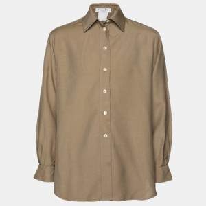 Dior Brown Linen Button Front Shirt L