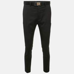 Dior Black Wool Belted Trousers M