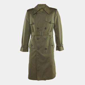 Christian Dior Vintage Khaki Green Cotton Blend Long Coat S 