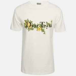 Dior Homme White Embroidered Cotton T-Shirt XXS