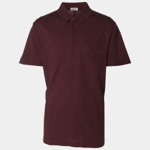 Dior Burgundy Jersey Front Pocket Polo T-Shirt XXL