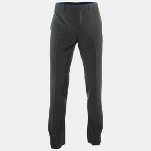Dior Homme Grey Wool Contrast Detail Pants M