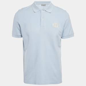 Dior Homme Blue Cotton CD ICon Polo T-Shirt L