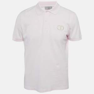 Dior Homme Pink Cotton CD ICon Polo T-Shirt L