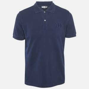 Dior Homme Navy Blue Cotton CD Icon Polo T-Shirt L