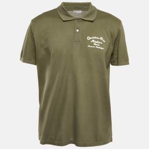 Dior Homme Green Logo Embroider Cotton Polo T-shirt XXXL