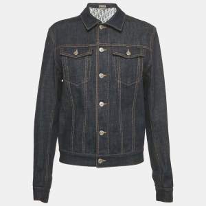 Dior Dark Blue Raw Cotton Oblique Denim Jacket S 