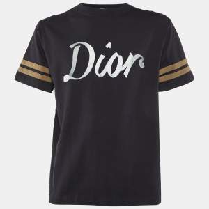 Dior Homme Black Cotton Knit Logo Embroidered Oversized T-Shirt S
